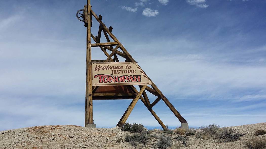 David Jacobs/Times-Bonanza A marker along U.S. Highway 95 welcomes motorists to the historic To ...