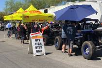 Tom Rysinski/Pahrump Valley Times Vegas to Reno competitors line up Thursday for technical insp ...