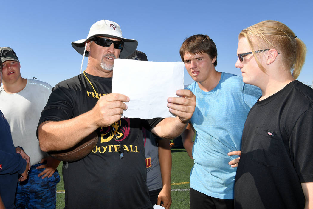 Peter Davis/Special to the Pahrump Valley Times Pahrump Valley football coach Joe Clayton with ...