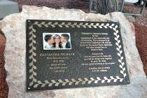 Selwyn Harris/Pahrump Valley Times A bronze plaque with the images of Cassandra Selbach and her ...