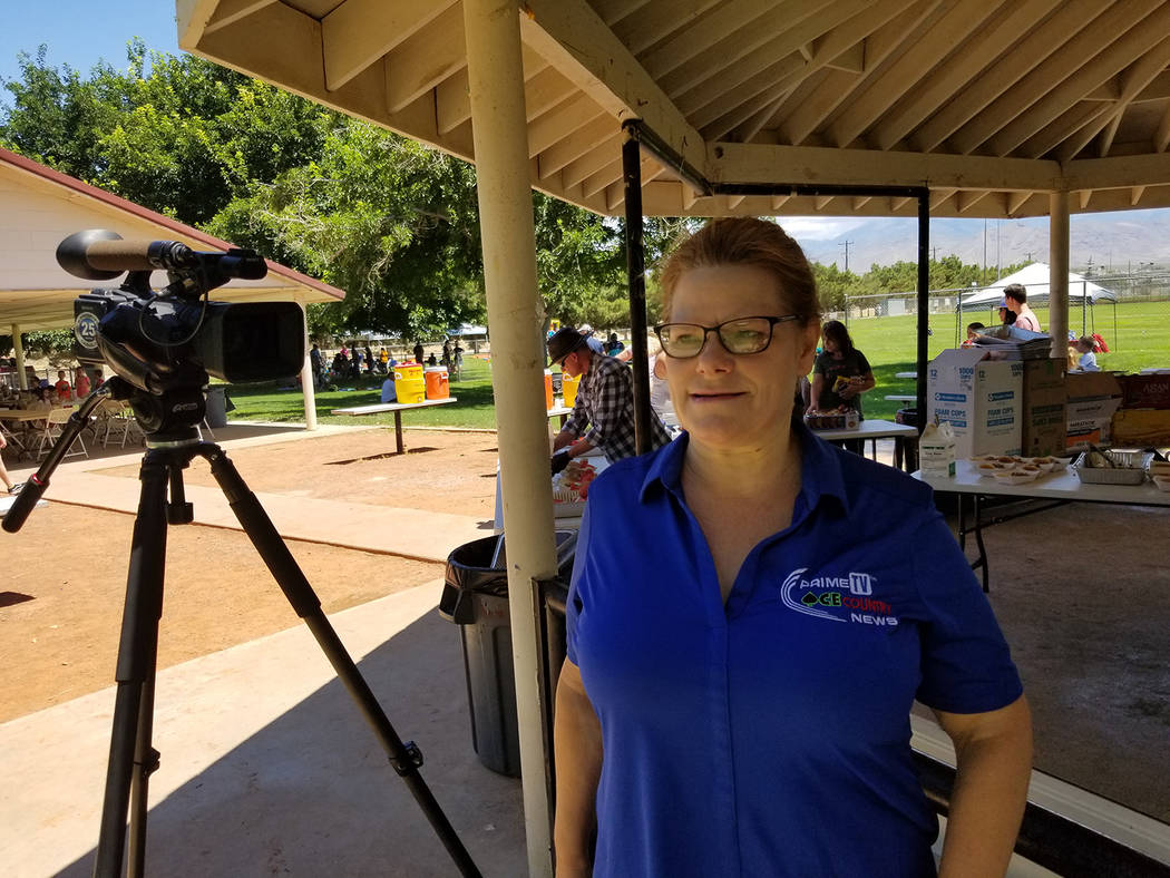 David Jacobs/Pahrump Valley Times KPVM TV's Deanna O'Donnell working at an assignment as shown ...