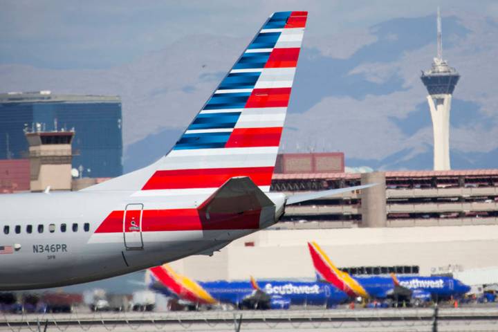 Las Vegas Review-Journal An American Airlines plane at McCarran International Airport in Las Ve ...