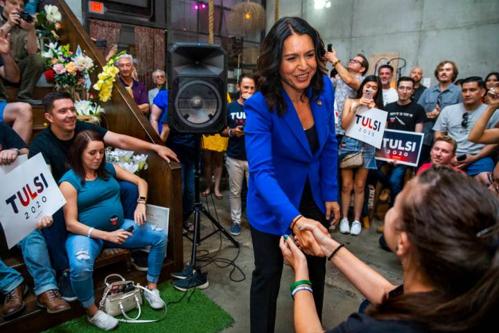 L.E. Baskow/Las Vegas Review-Journal Democratic presidential candidate Tulsi Gabbard, D-Hawaii, ...