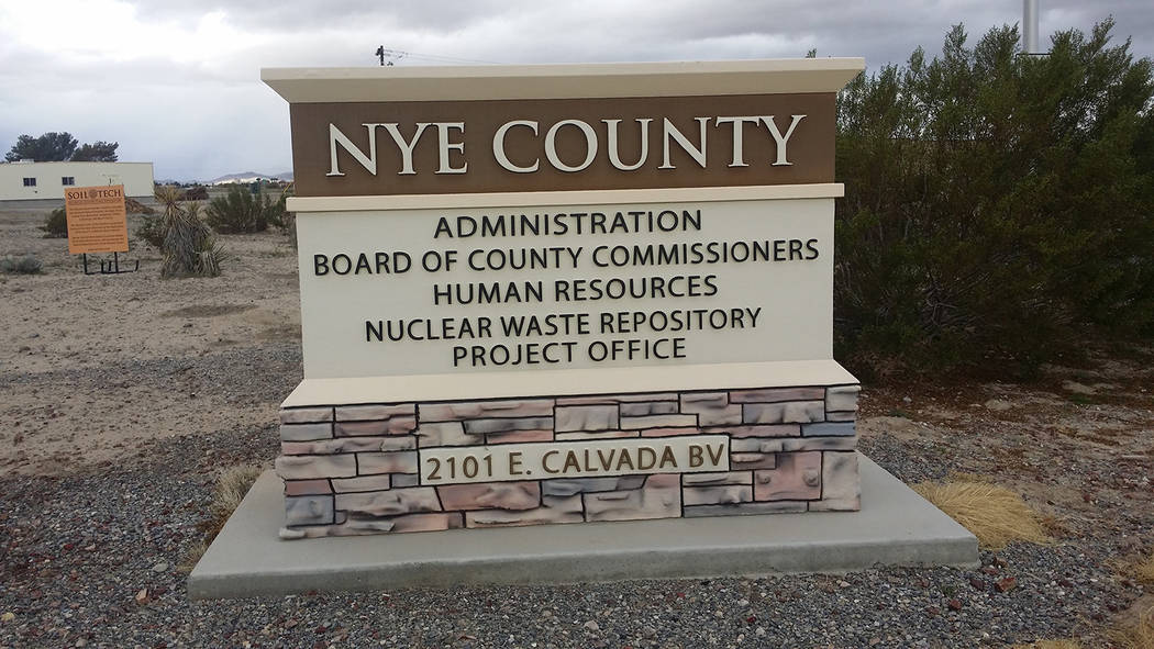 Pahrump Valley Times file A sign for Nye County's government as shown in a 2016 photo in Pahrump.