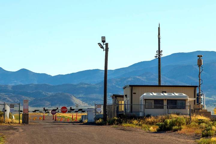 The Area 51 military base back gate at Groom Lake with no signs of activity yet may be busy in ...