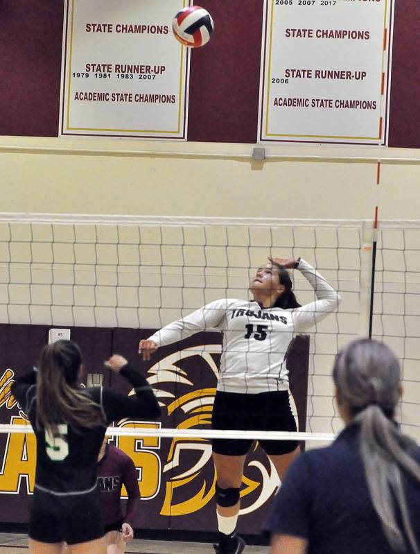 Horace Langford Jr./Pahrump Valley Times Junior Kate Daffer finished with 7 kills and 2 aces as ...
