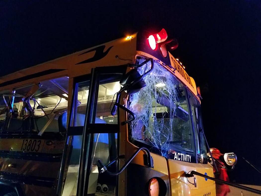 Photo courtesy Cameron McRae/Nye County Schools The crash occurred late Thursday night along Ne ...