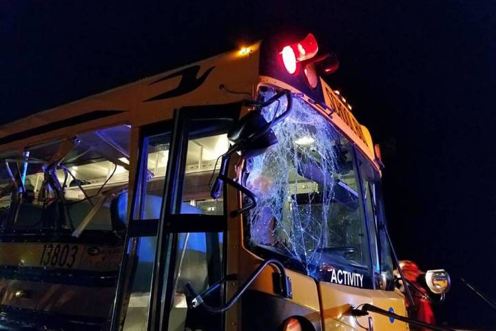 Photo courtesy Cameron McRae/Nye County Schools The crash occurred late Thursday night along Ne ...