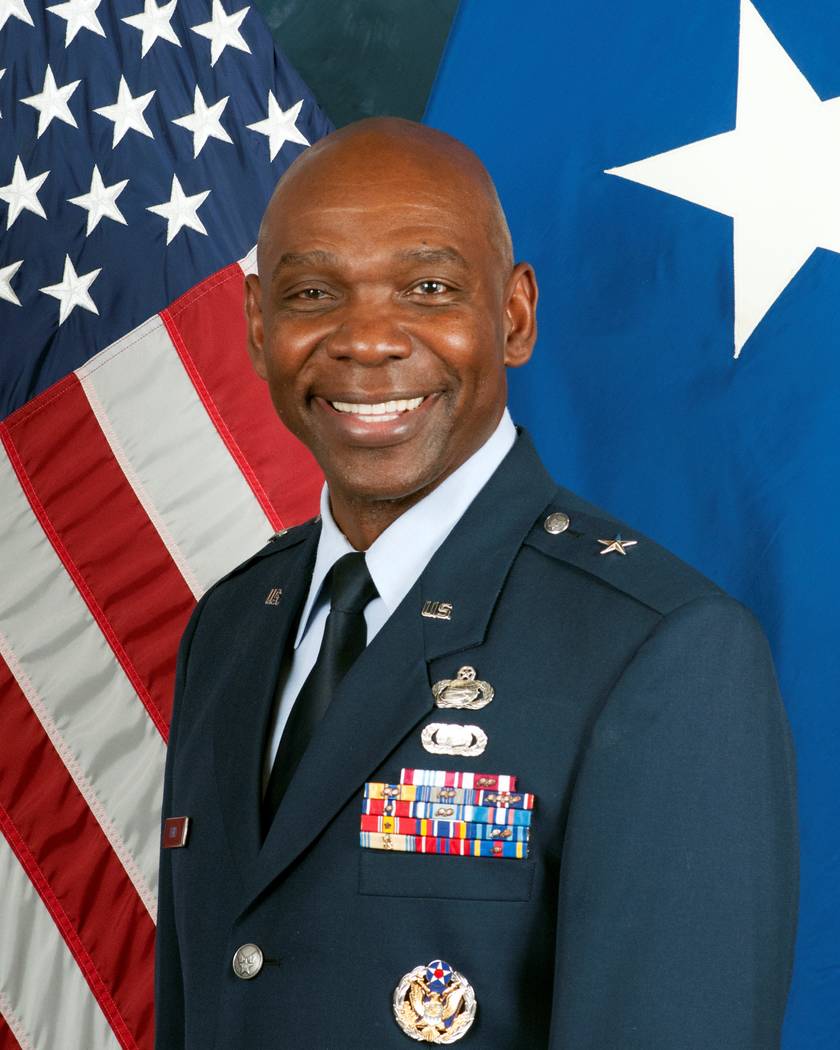 Brig. Gen. Ondra Berry, the new adjutant general for the Nevada National Guard, poses for a hea ...