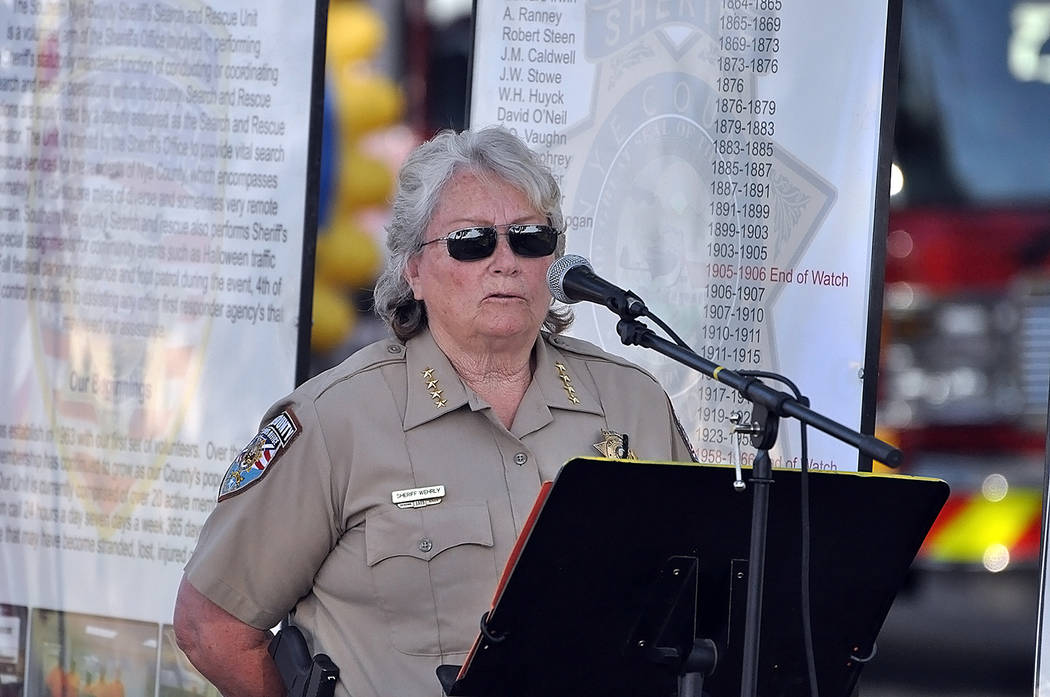 Horace Langford Jr./Pahrump Valley Times Nye County Sheriff Sharon Wehrly provided remarks dur ...