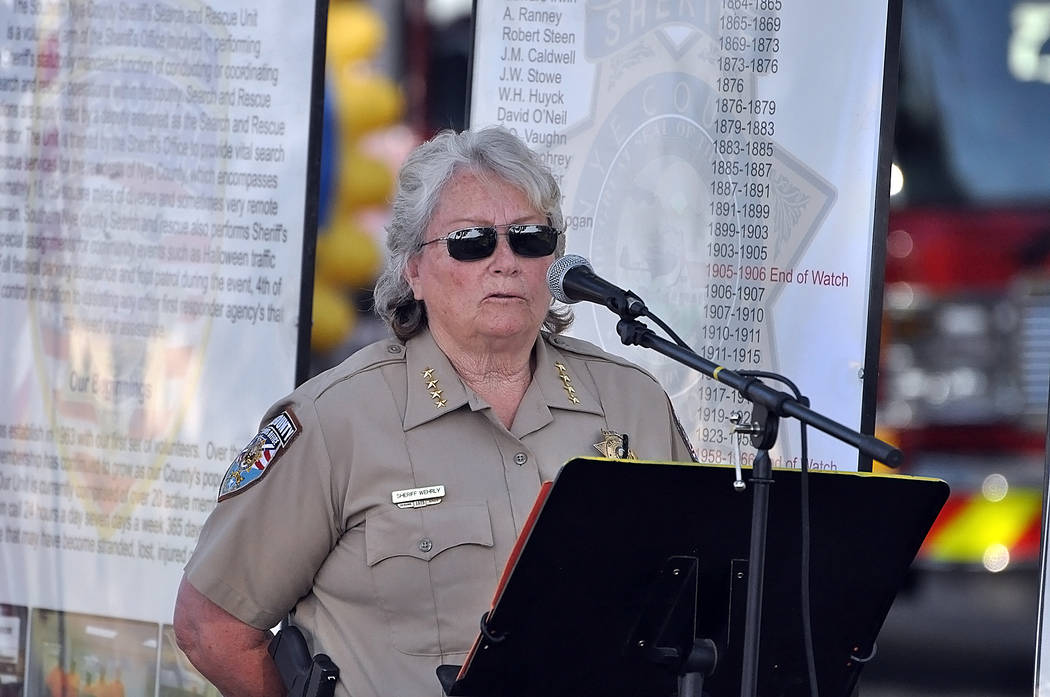 Horace Langford Jr./Pahrump Valley Times Nye County Sheriff Sharon Wehrly spoke at the 5th ann ...