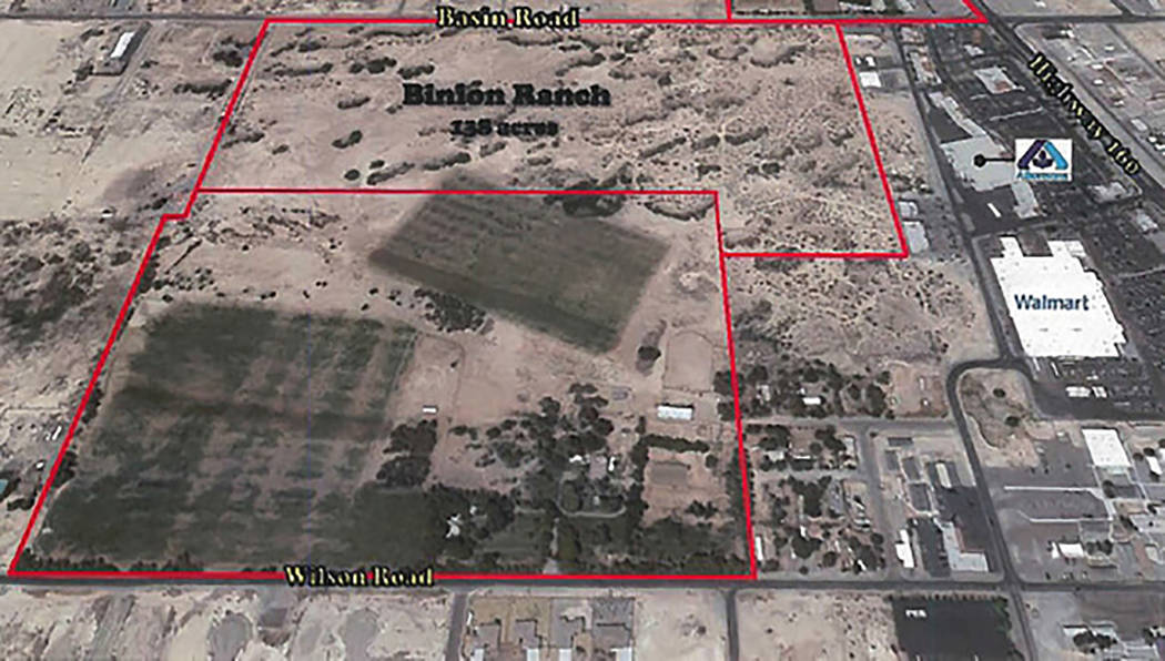 Special to the Pahrump Valley Times/file An outline of the 138-acre Binion Ranch as shown in a ...