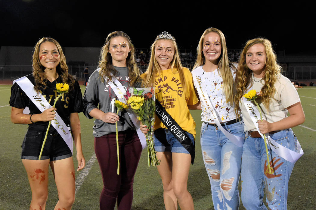 Peter Davis/Special to the Pahrump Valley Times Skyler Lauver, center, newly crowned homecoming ...