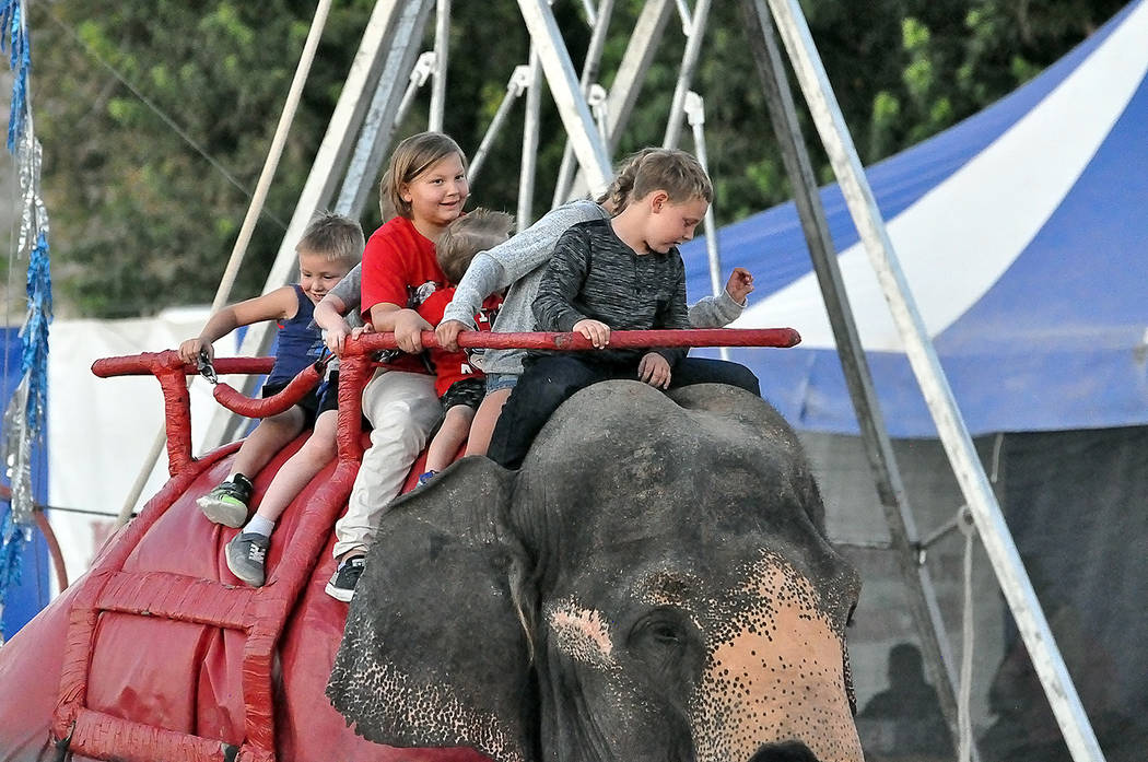 Horace Langford Jr./Pahrump Valley Times Several kids got the chance to ride an elephant, prior ...