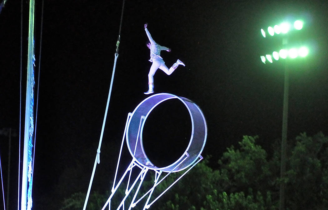 Horace Langford Jr./Pahrump Valley Times A sure-footed aerial performer makes death-defying mo ...