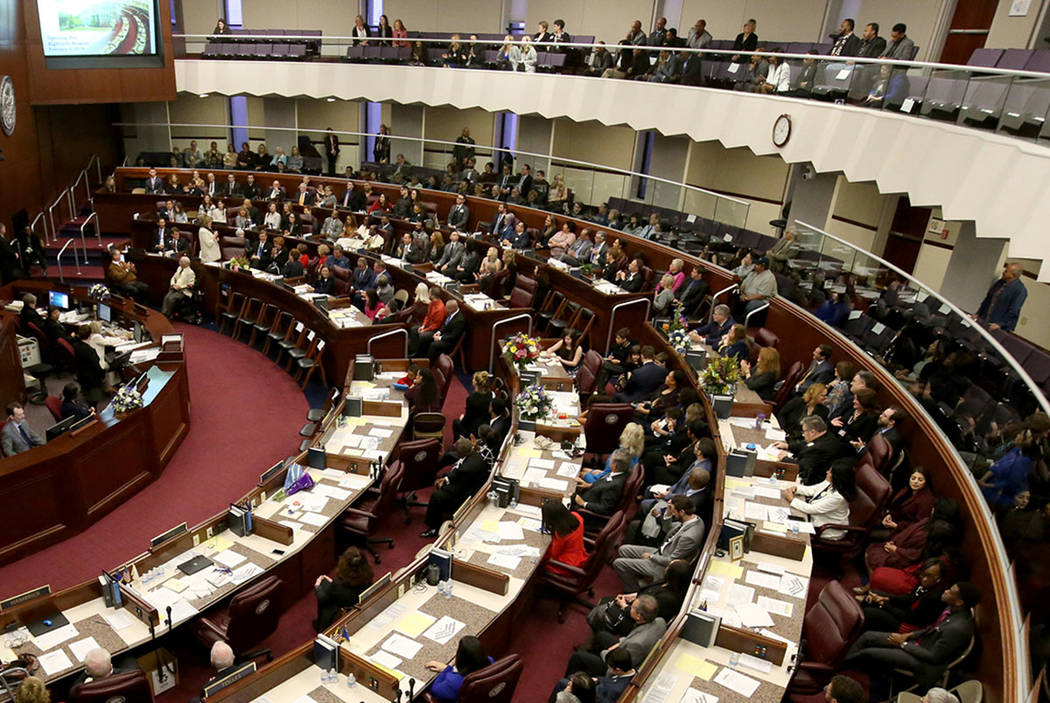K.M. Cannon/Las Vegas Review-Journal Lawmakers are seen in the Legislative Building in Carson C ...