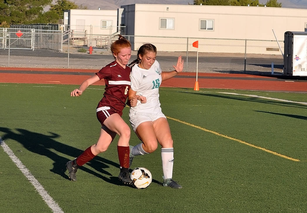 Horace Langford Jr./Pahrump Valley Times Pahrump Valley senior Makayla Gent scored 1 goal and a ...
