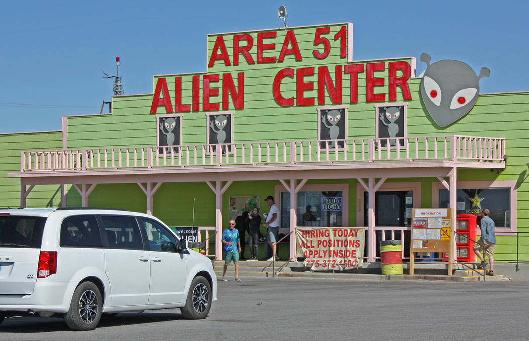 Robin Hebrock/Pahrump Valley Times The scene at the Alien Travel Center in Amargosa was fairly ...