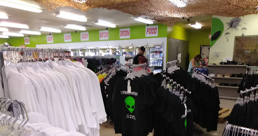 Selwyn Harris/Pahrump Valley Times Shoppers browse for souvenirs inside the Area 51 Alien Cente ...