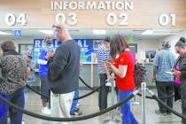 Customers wait in line the DMV at Sahara office on Friday, May 10, 2019, in Las Vegas. Lawmaker ...