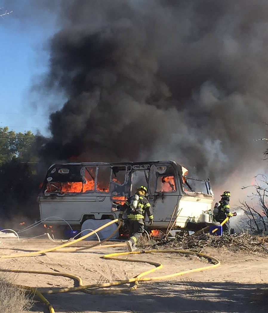 Special to the Pahrump Valley Times Pahrump fire crews were dispatched to a travel trailer fire ...