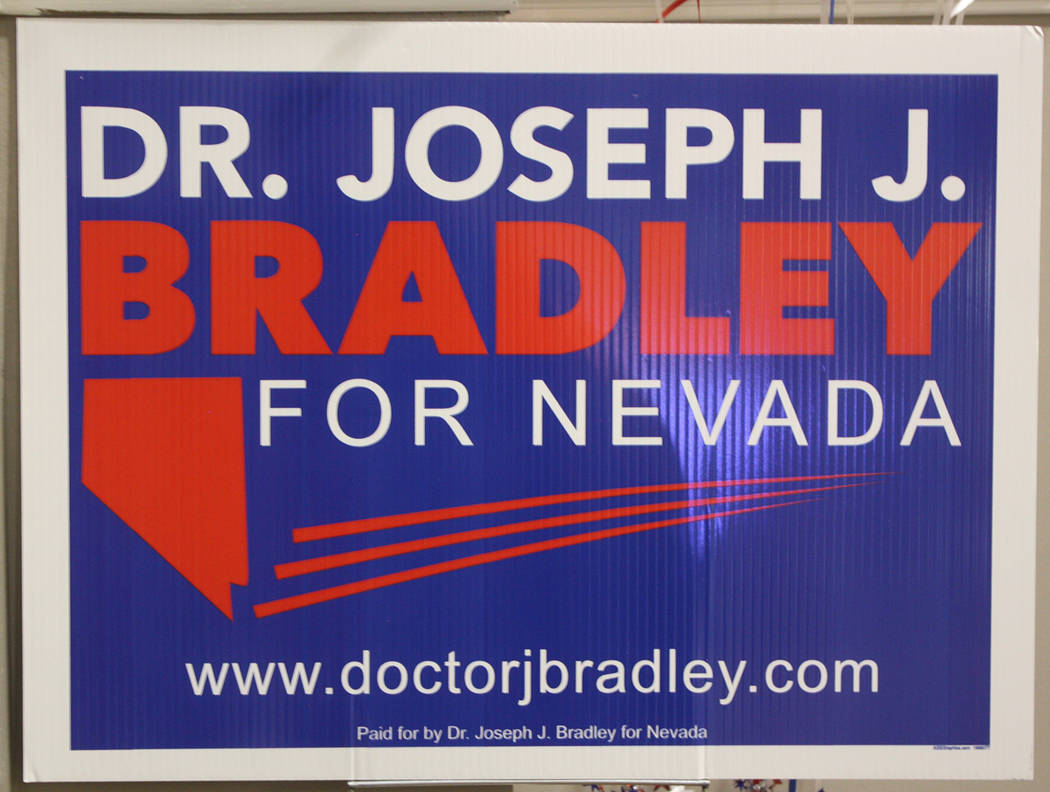 Robin Hebrock/Pahrump Valley Times Campaign signs showing support for Dr. Joseph Bradley were m ...