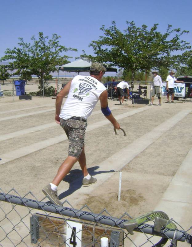 Mike Norton/Special to the Pahrump Valley Times Lathan Dilger, shown pitching horseshoes at las ...
