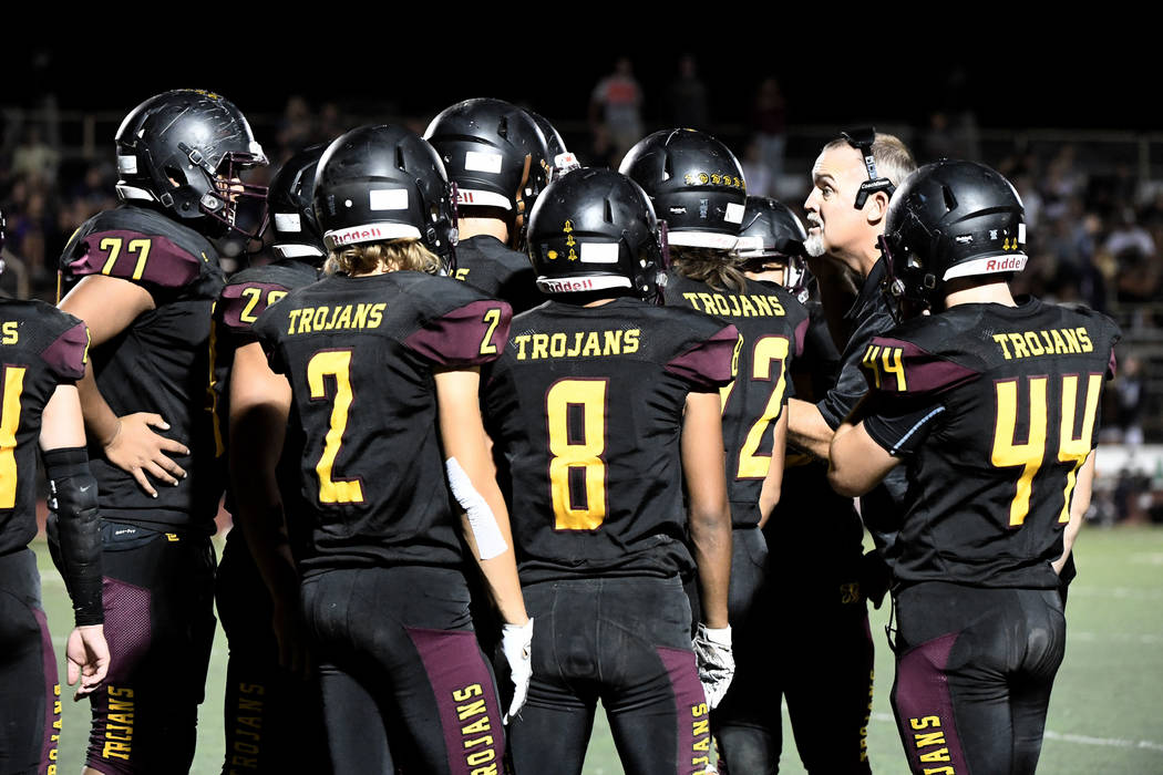 Peter Davis/Special to the Pahrump Valley Times Coach Joe Clayton and the Pahrump Valley High S ...