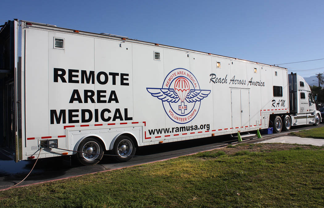 Robin Hebrock/Pahrump Valley Times The Remote Area Medical truck was set up on site for the Pah ...