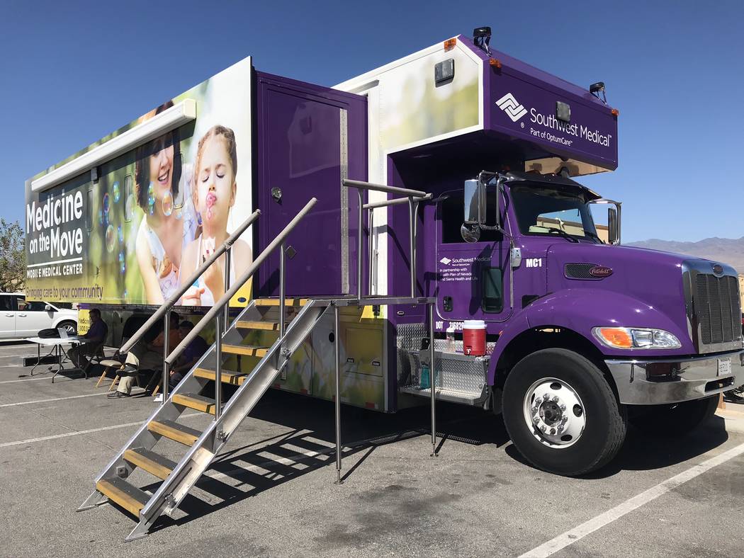 Jeffrey Meehan/Pahrump Valley Times Southwest Medical's 45-foot Medicine on the Move truck trav ...