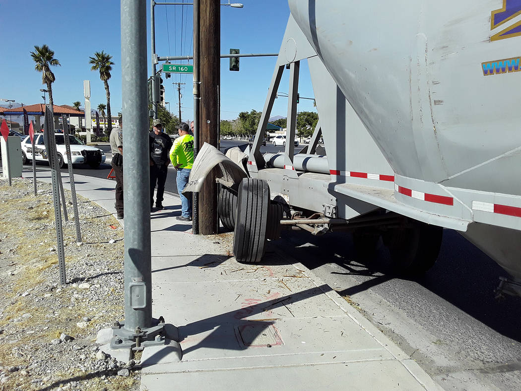 Selwyn Harris/Pahrump Valley Times No injuries were reported after the driver of a semi-truck s ...