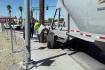 Selwyn Harris/Pahrump Valley Times No injuries were reported after the driver of a semi-truck s ...