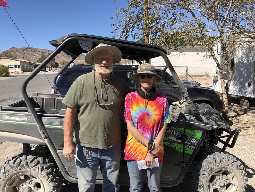 Tom Rysinski/Pahrump Valley Times Marty Campbell and Sandy Rowe with Rowe's "toy" they used dur ...