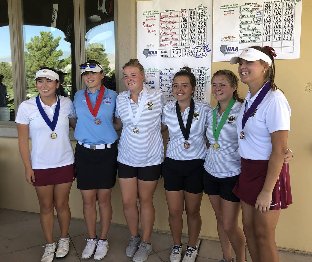 Tom Rysinski/Pahrump Valley Times Medalists at Mountain Falls Golf Club at the conclusion of th ...