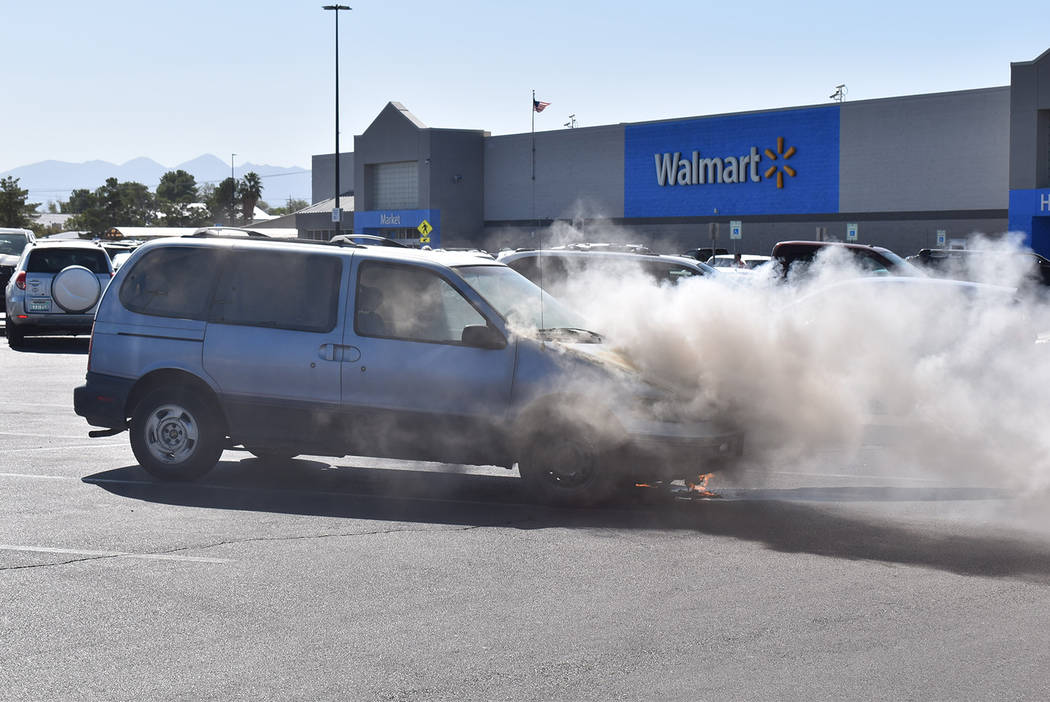 Special to the Pahrump Valley Times Pahrump fire crews responded to a vehicle fire in the Walma ...