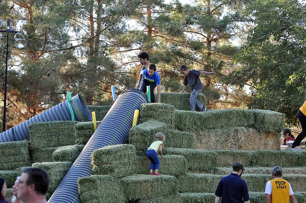 Horace Langford Jr./Pahrump Valley Times Youngsters clamber all over the hay pyramid at the Pah ...