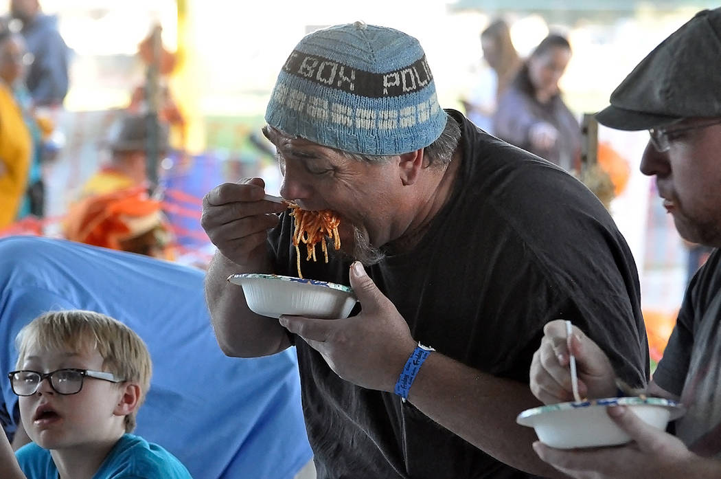 Horace Langford Jr./Pahrump Valley Times A spaghetti eating contest was a new feature of this y ...