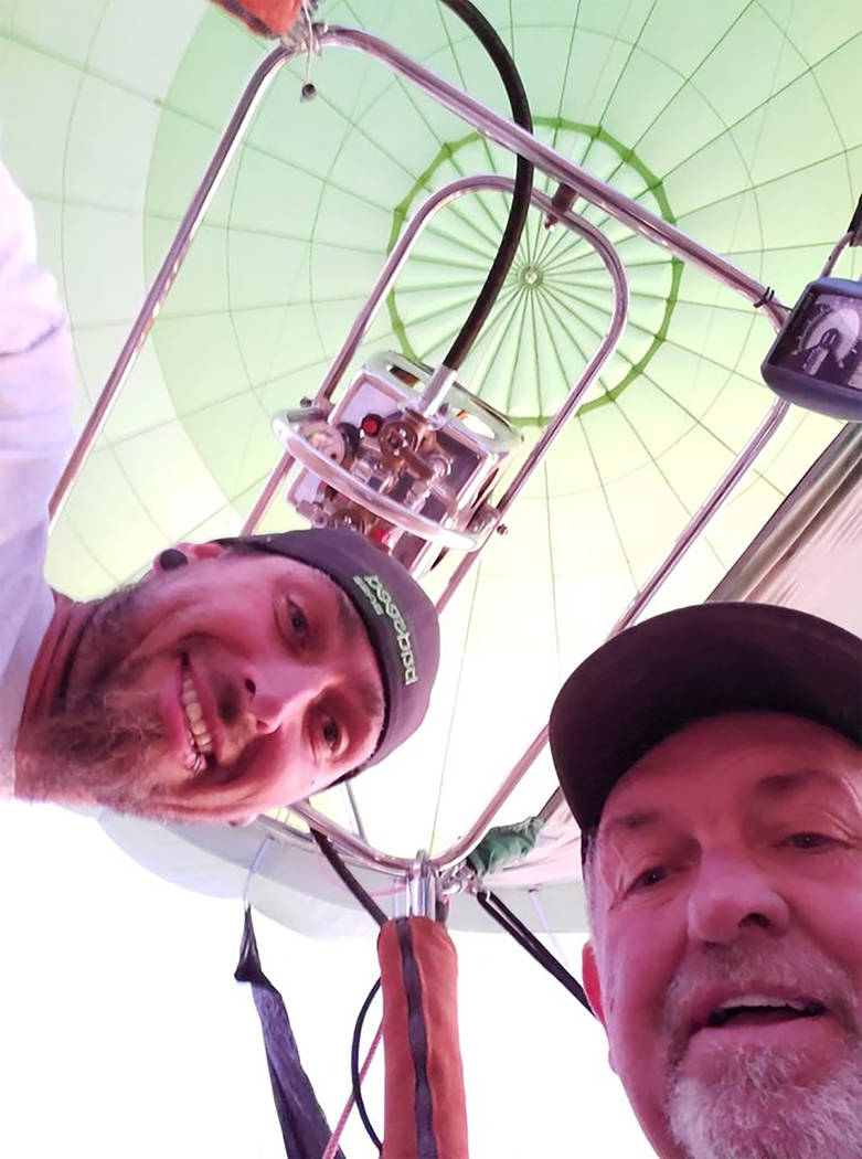 Special to the Pahrump Valley Times Prior to setting aloft, Doug Campbell, at right, and son Do ...