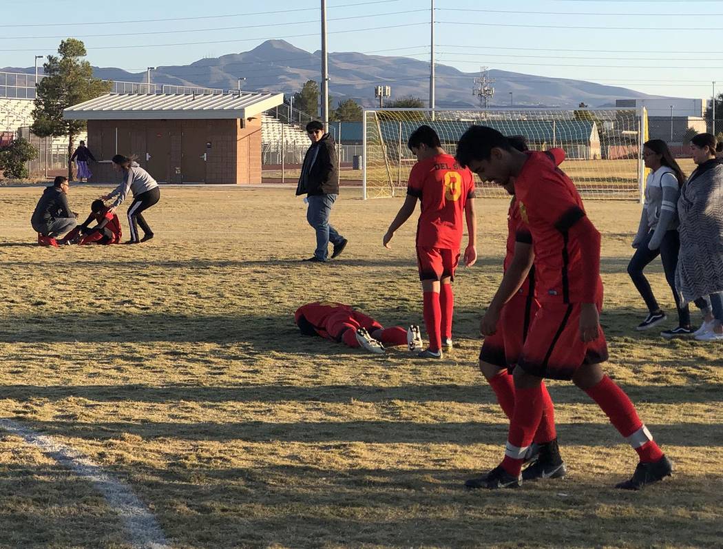 Tom Rysinski/Pahrump Valley Times The agony of defeat was on display Wednesday at Del Sol Acade ...