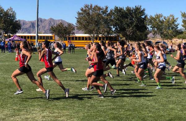 Tom Rysinski/Pahrump Valley Times The 3A Girls race gets underway during the Southern Regional ...