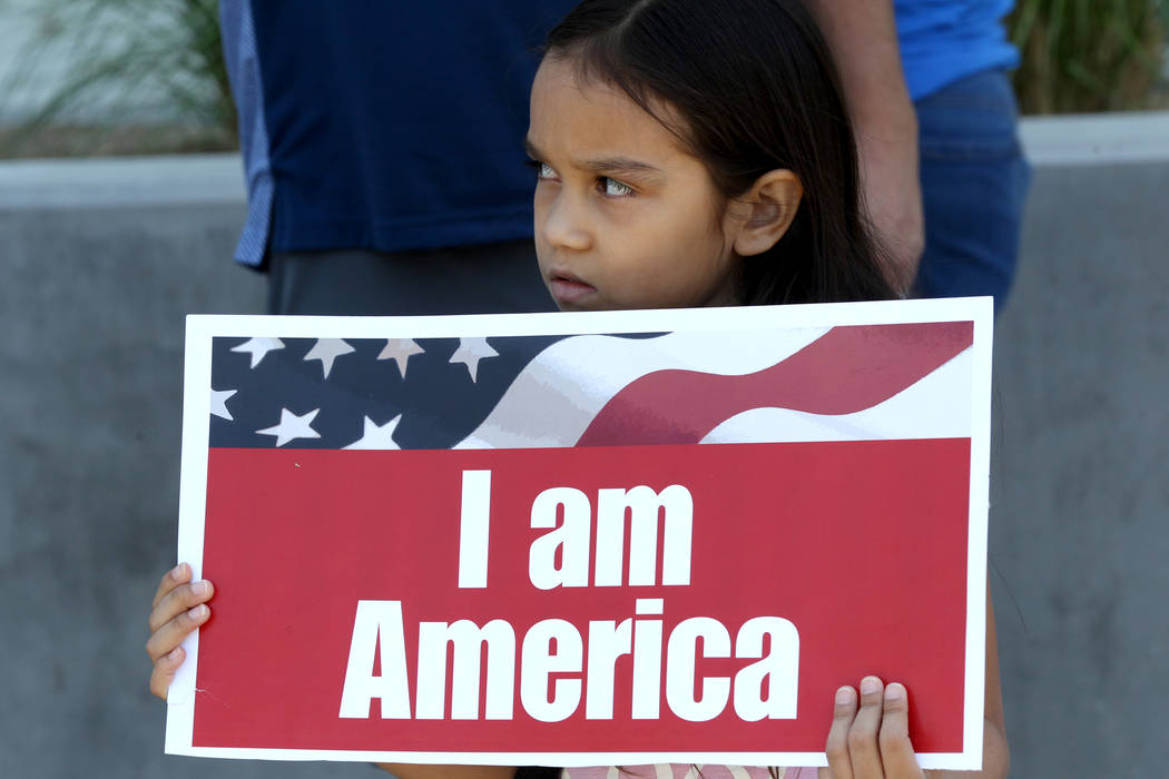 K.M. Cannon/Las Vegas Review-Journal Protesters including Cammy Castillo, 9, during a National ...