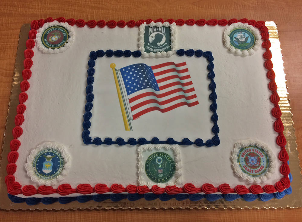 Robin Hebrock/Pahrump Valley Times A cake bearing the seals of each of the branches of the U.S. ...