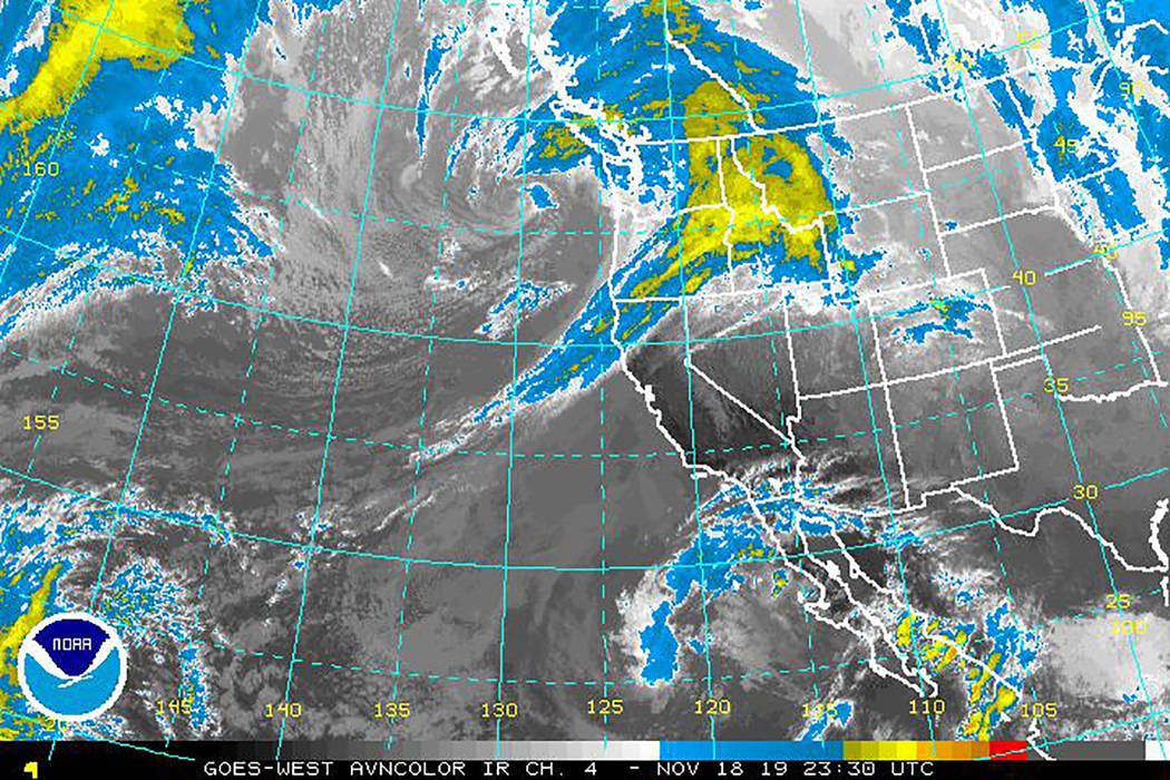National Weather Service A look at the storm as it was developing earlier this week as shown in ...