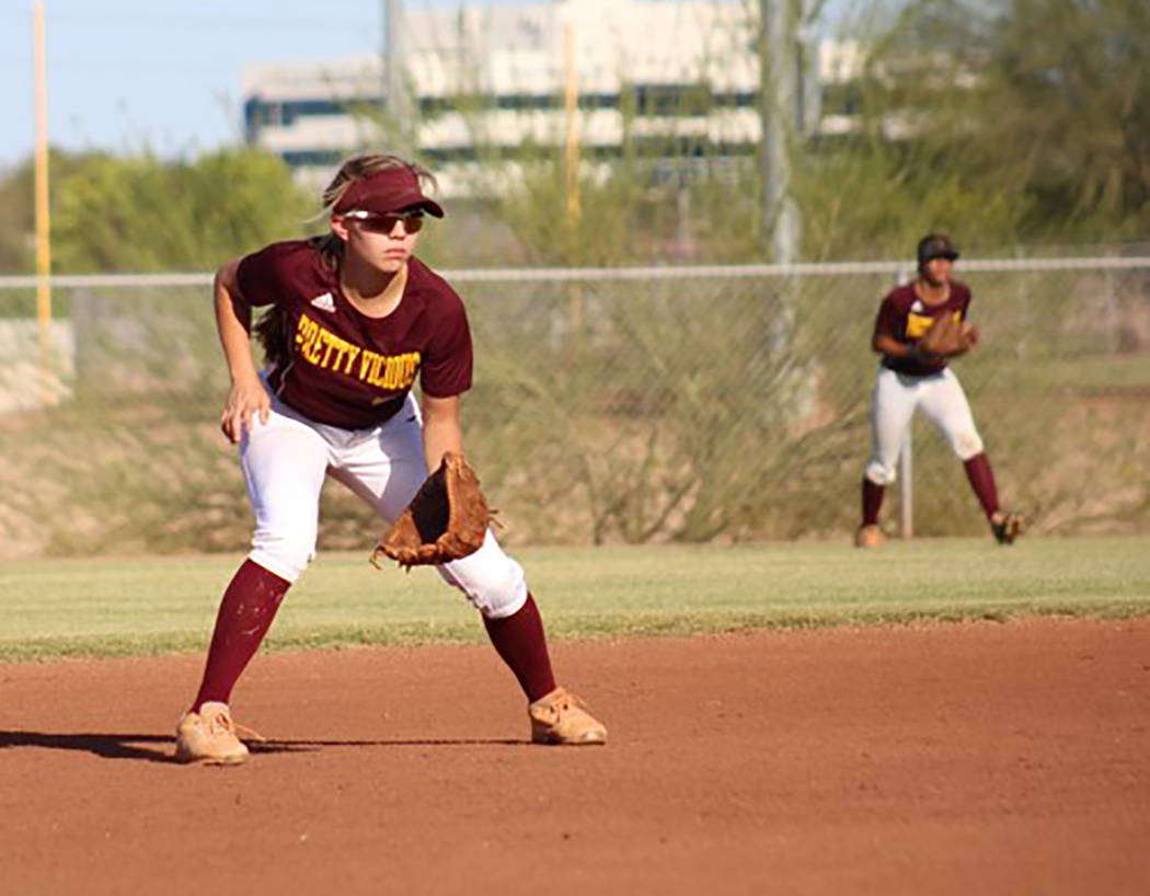 Cassondra Lauver/Special to the Pahrump Valley Times Skyler Lauver, left, at shortstop for the ...