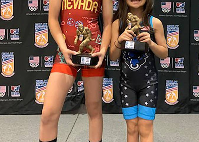 Special to the Pahrump Valley Times Mika, left, and Suri Yoffee show off their third-place trop ...