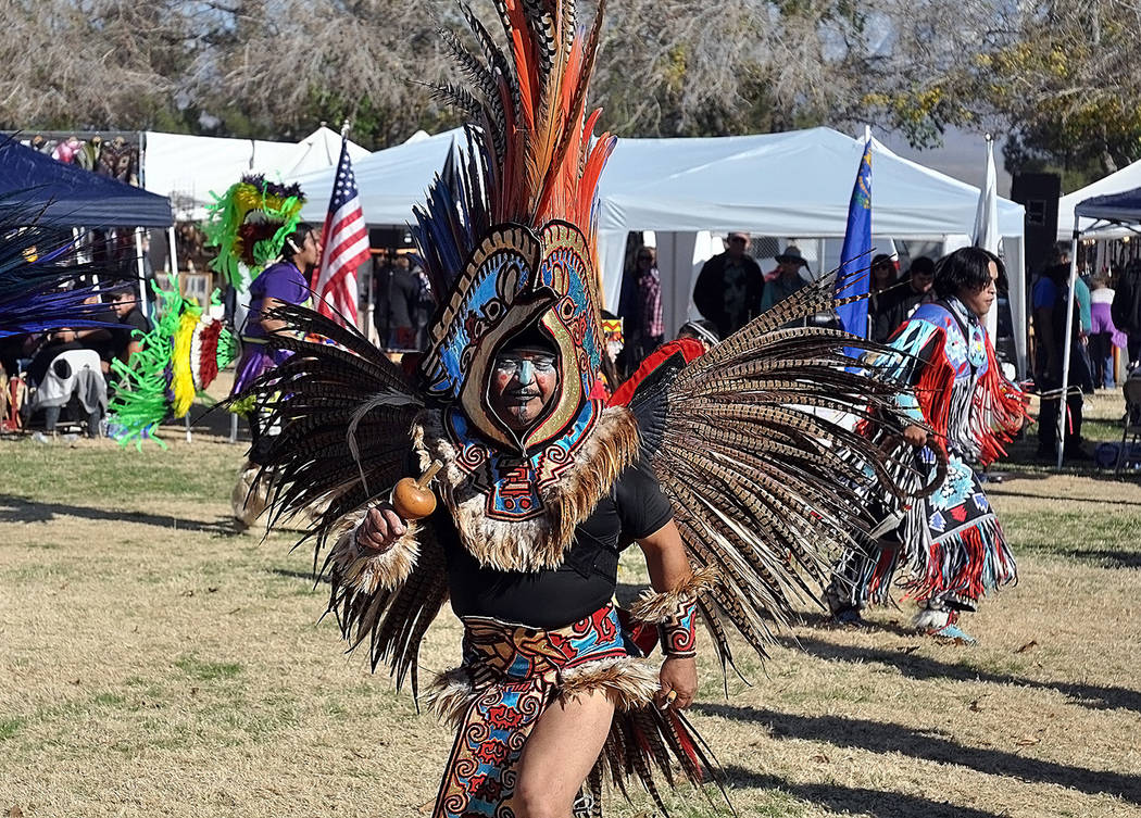 Horace Langford Jr./Pahrump Valley Times An Aztec dancer is shown performing at the Pahrump In ...