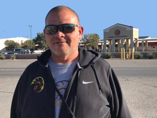 Jeffrey Meehan/Pahrump Valley Times Delwin Souza stands across the street from Pahrump Valley H ...