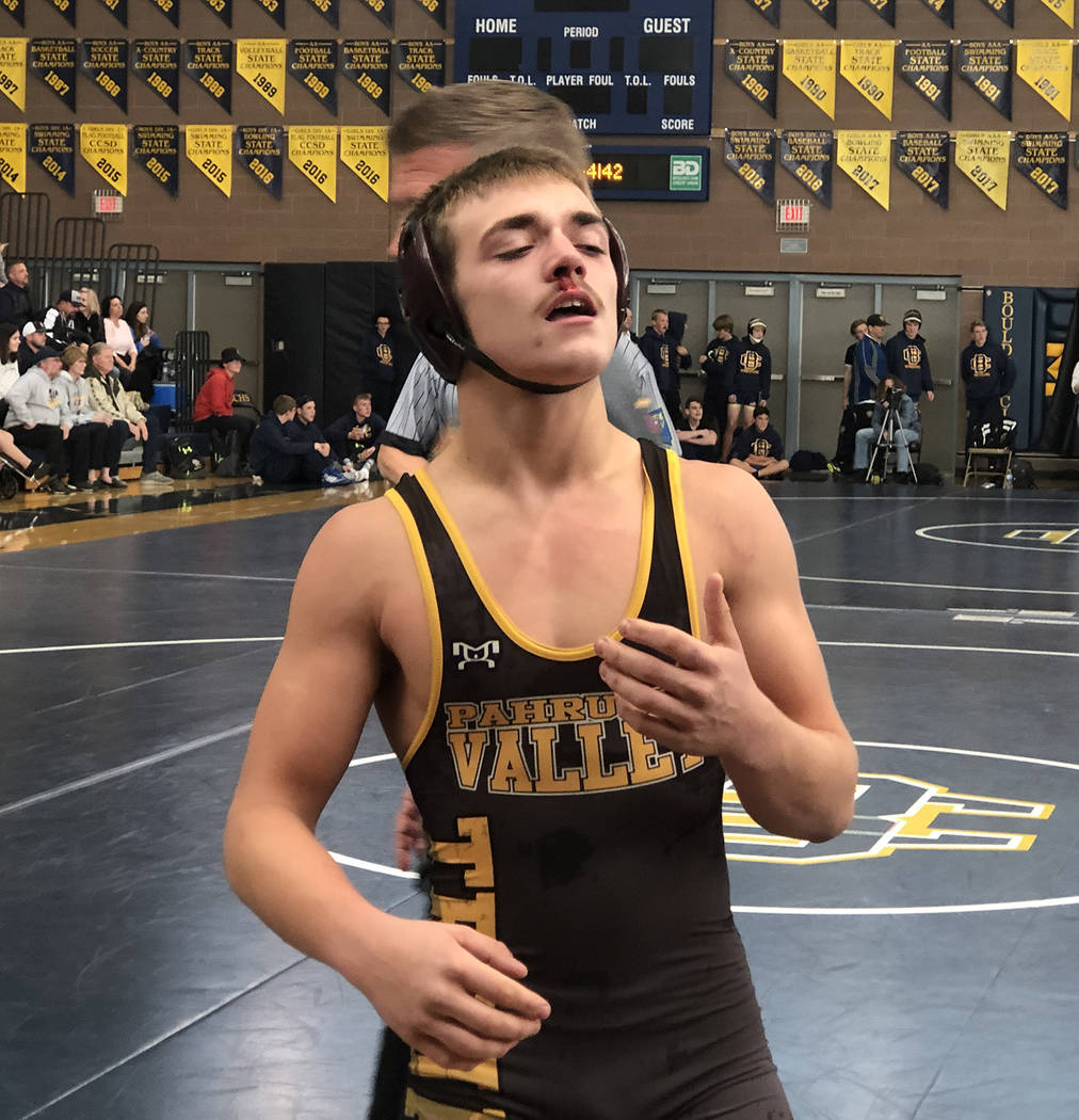 Tom Rysinski/Pahrump Valley Times Senior Donnie Miller had to contend with a bloody nose during ...