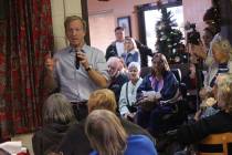 Jeffrey Meehan/Pahrump Valley Times Presidential hopeful Tom Steyer speaks to a crowd of over f ...