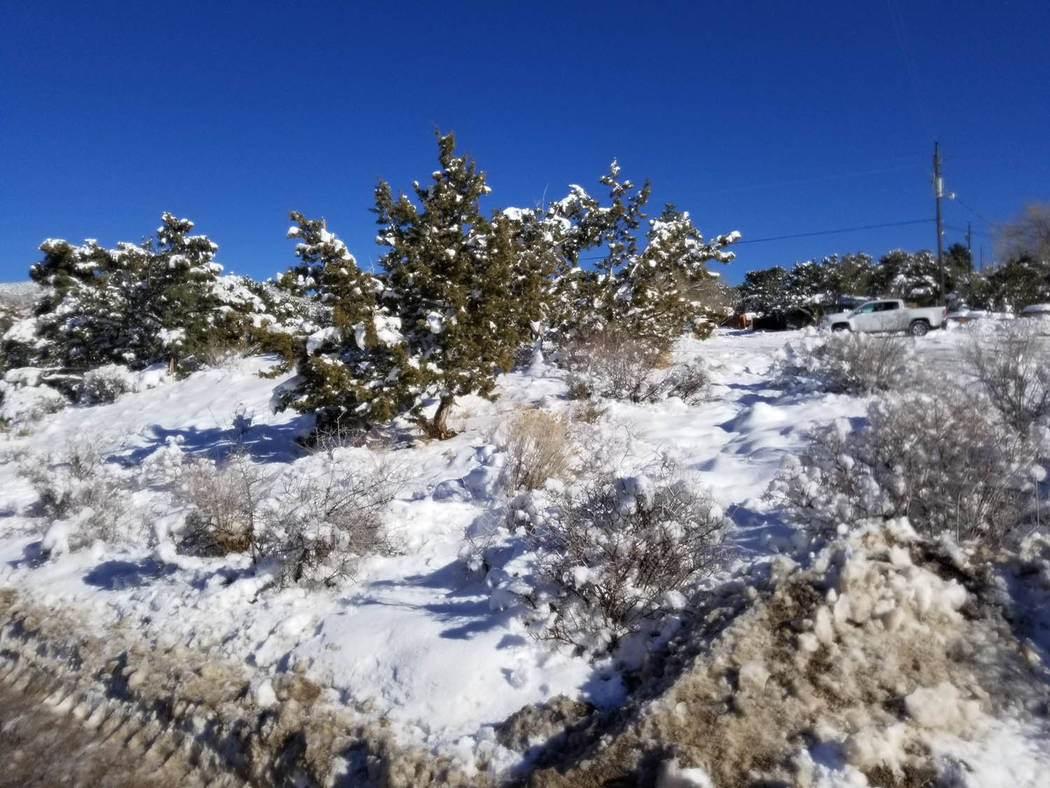 David Jacobs/Pahrump Valley Times At least 4 inches of snow was recorded in the Mountain Spring ...